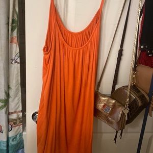 Orange spaghetti strap workout shirt plus size